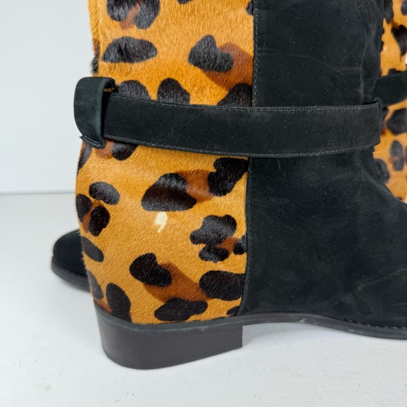 Schutz Boots Leopard Print Black Suede Pony Hair Ankle Boots Size 8 - Picture 8 of 10